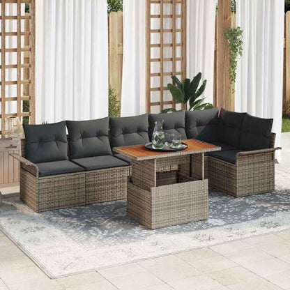 Set Divano da Giardino 7 pcs Grigio Poly Rattan - homemem39