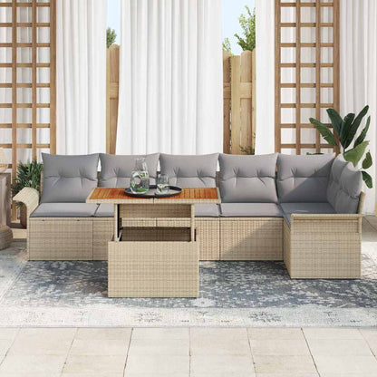 Set Divano da Giardino 7 pcs Beige Poly Rattan - homemem39