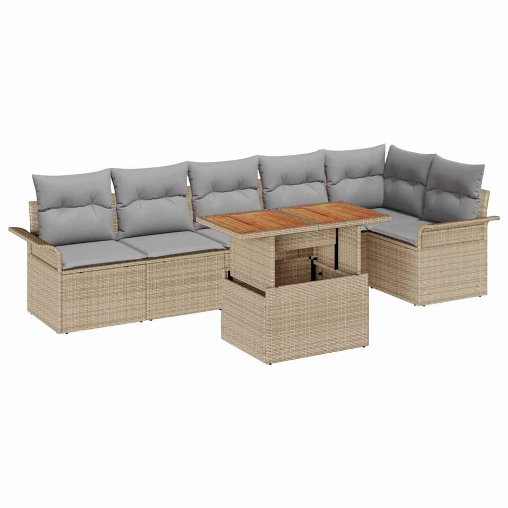 Set Divano da Giardino 7 pcs Beige Poly Rattan - homemem39