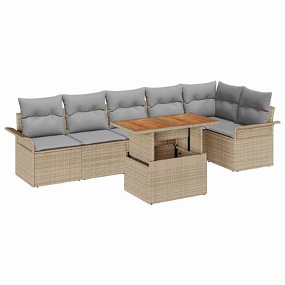 Set Divano da Giardino 7 pcs Beige Poly Rattan - homemem39