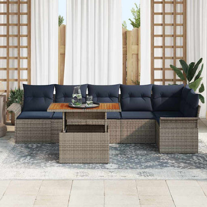 Set Divano da Giardino 7 pcs Grigio Poly Rattan | homemem39