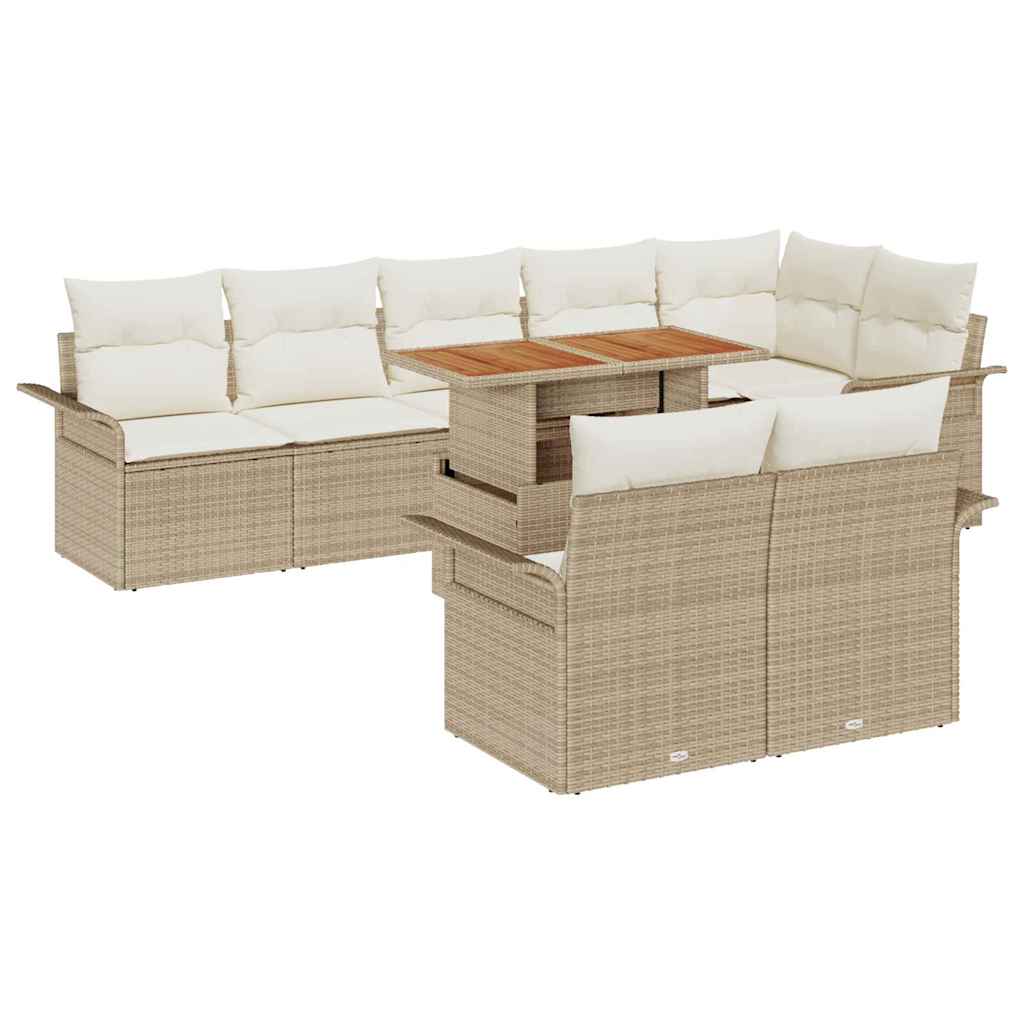 Set Divano da Giardino 9 pcs Beige Poly Rattan - homemem39