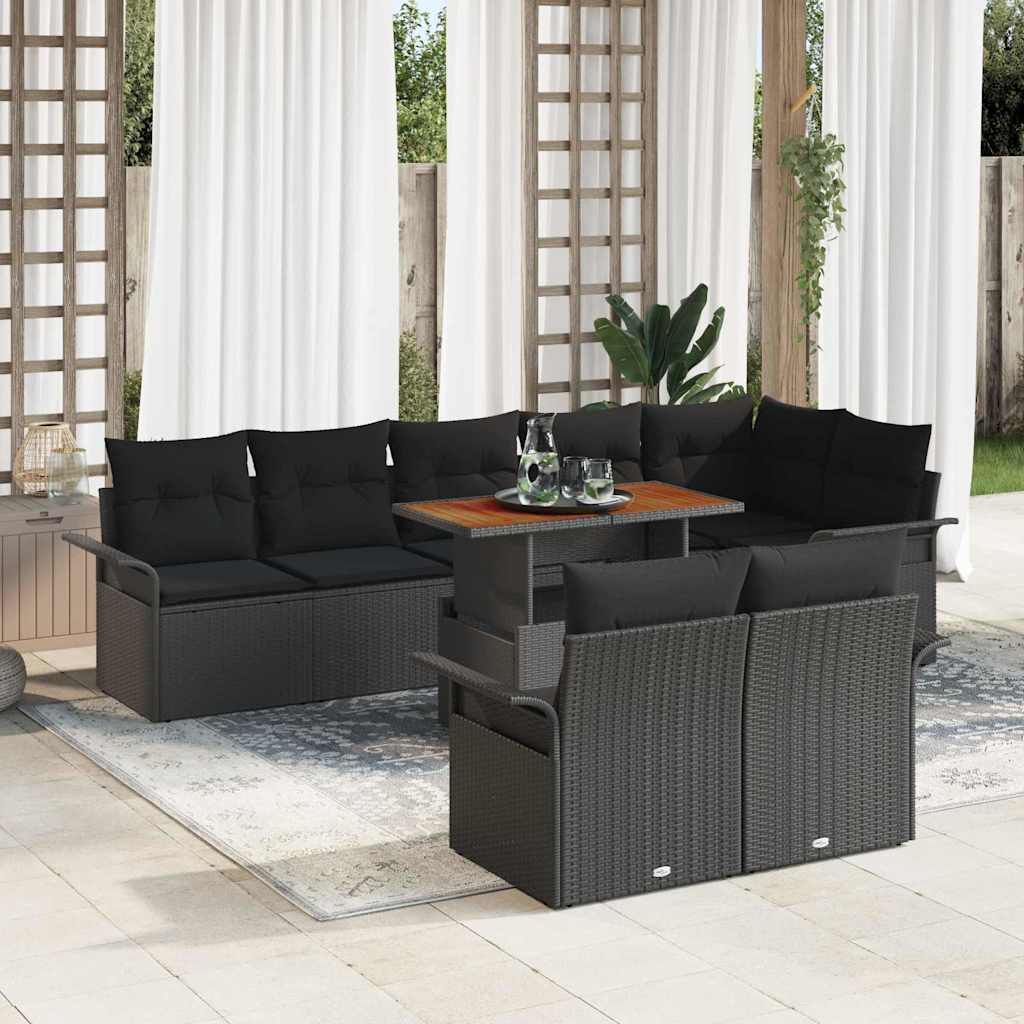 Set Divano da Giardino con archiviazione 9 pcs Nero Poly Rattan | homemem39