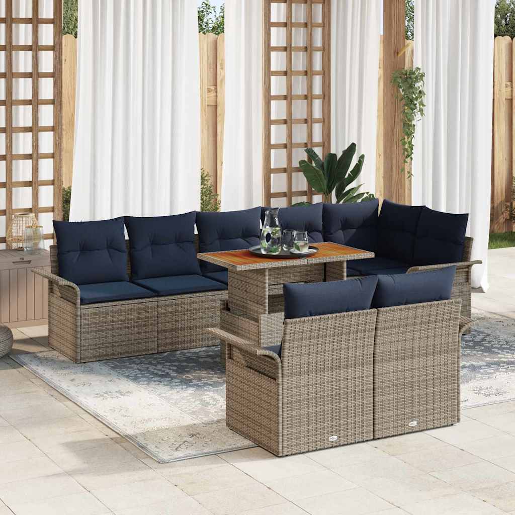 Set Divano da Giardino 9 pcs Grigio Poly Rattan | homemem39