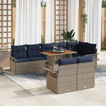 Set Divano da Giardino 9 pcs Grigio Poly Rattan | homemem39