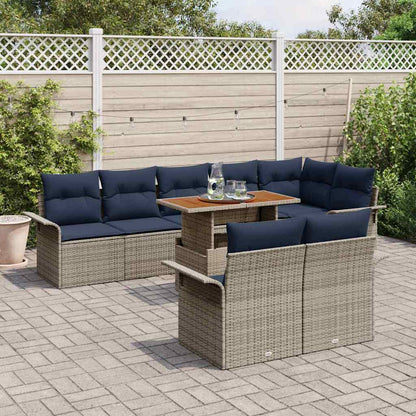 Set Divano da Giardino 9 pcs Grigio Poly Rattan | homemem39