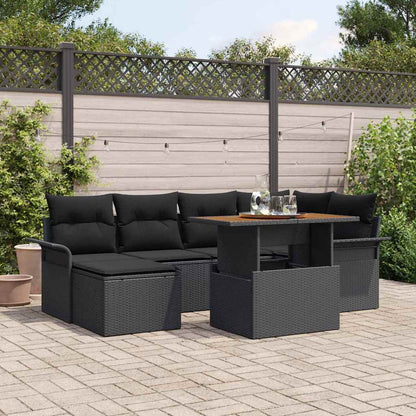 Set Divano da Giardino con archiviazione 7 pcs Nero Poly Rattan - homemem39
