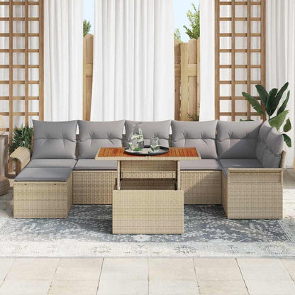 Set Divano da Giardino 8 pcs Beige Poly Rattan | homemem39