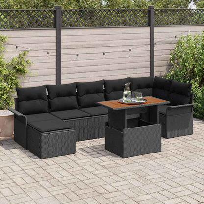 Set Divano da Giardino con archiviazione 8 pcs Nero Poly Rattan