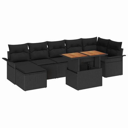 Set Divano da Giardino con archiviazione 8 pcs Nero Poly Rattan | homemem39