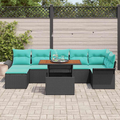 Set Divano da Giardino con archiviazione 8 pcs Nero Poly Rattan | homemem39