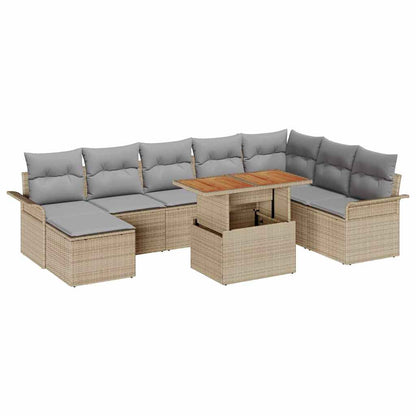 Set Divano da Giardino 9 pcs Beige Poly Rattan | homemem39