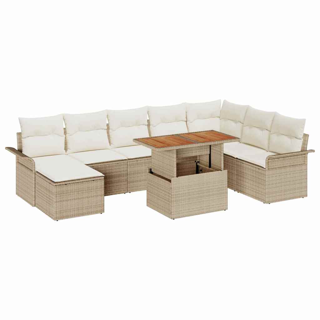 Set Divano da Giardino 9 pcs Beige Poly Rattan - homemem39