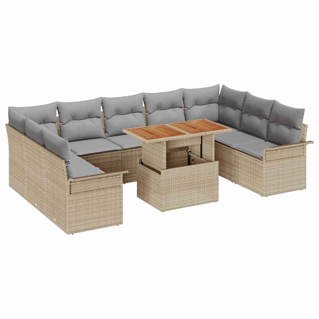 Set Divano da Giardino 10 pcs Beige Poly Rattan - homemem39