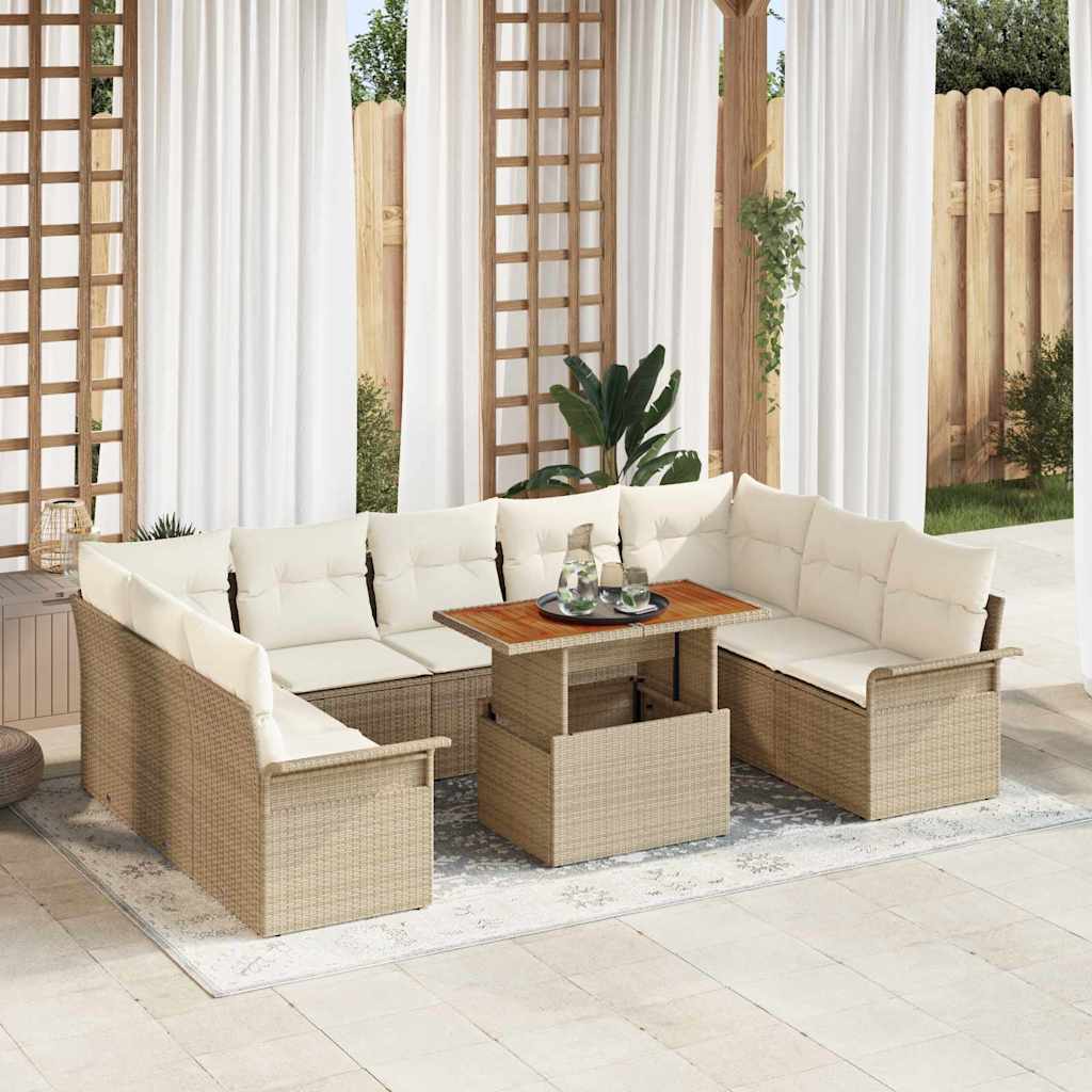 Set Divano da Giardino 10 pcs Beige Poly Rattan - homemem39