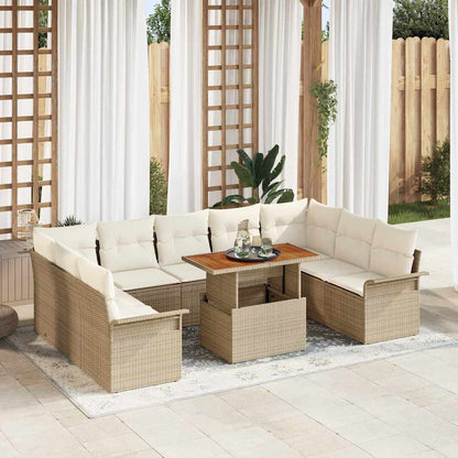 Set Divano da Giardino 10 pcs Beige Poly Rattan - homemem39