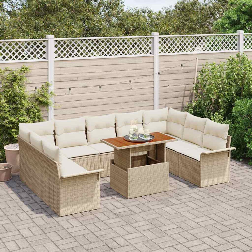 Set Divano da Giardino 10 pcs Beige Poly Rattan - homemem39
