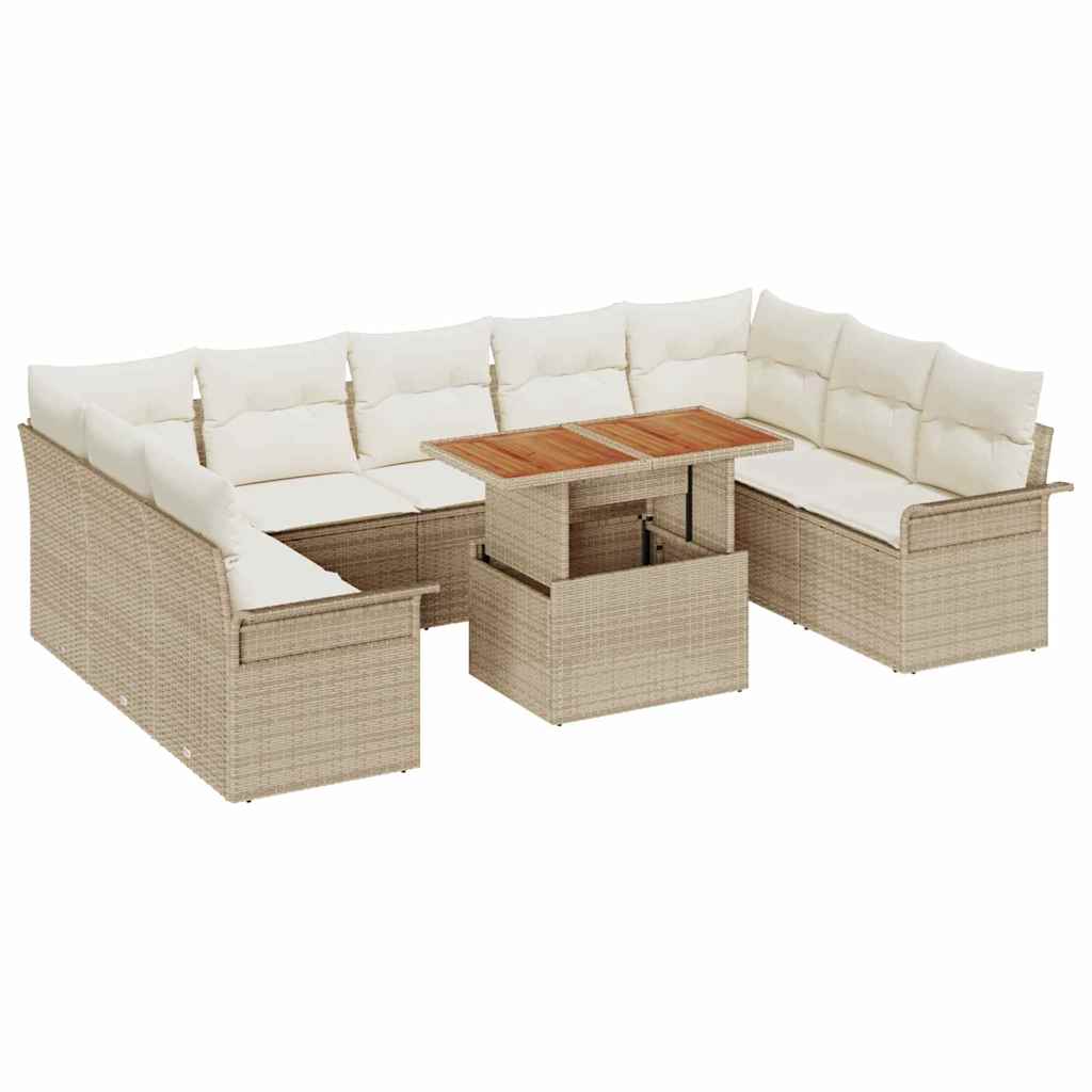 Set Divano da Giardino 10 pcs Beige Poly Rattan - homemem39