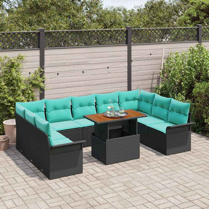 Set Divano da Giardino 10 pcs Nero Poly Rattan | homemem39