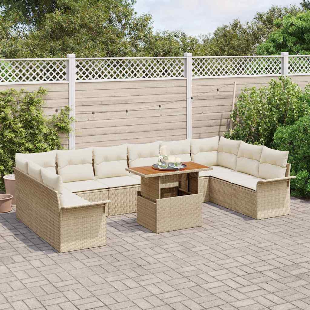 Set Divano da Giardino 11 pcs Beige Poly Rattan | homemem39