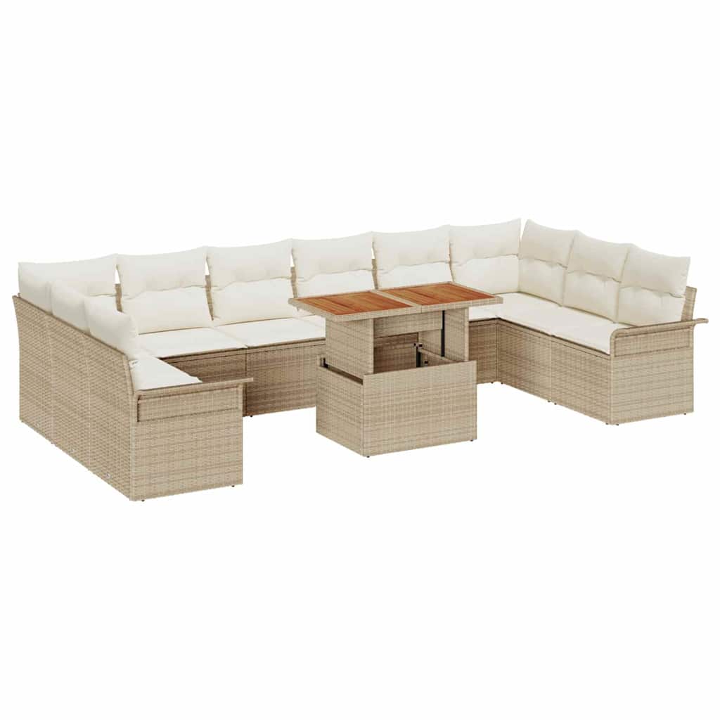 Set Divano da Giardino 11 pcs Beige Poly Rattan | homemem39