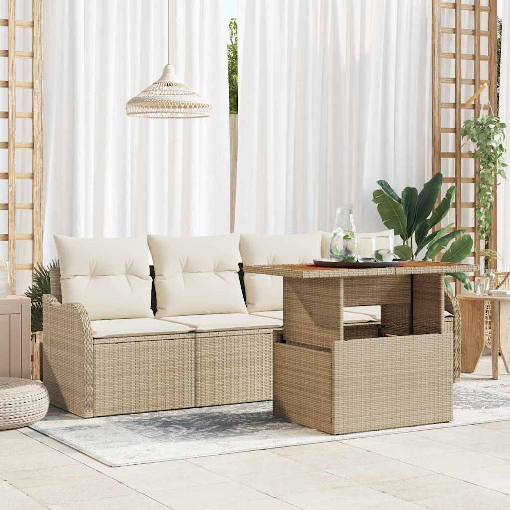 Set Divano da Giardino 5 pcs Beige Poly Rattan - homemem39