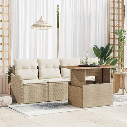 Set Divano da Giardino 5 pcs Beige Poly Rattan - homemem39