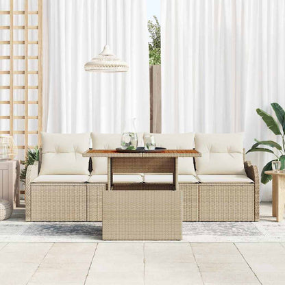 Set Divano da Giardino 5 pcs Beige Poly Rattan - homemem39