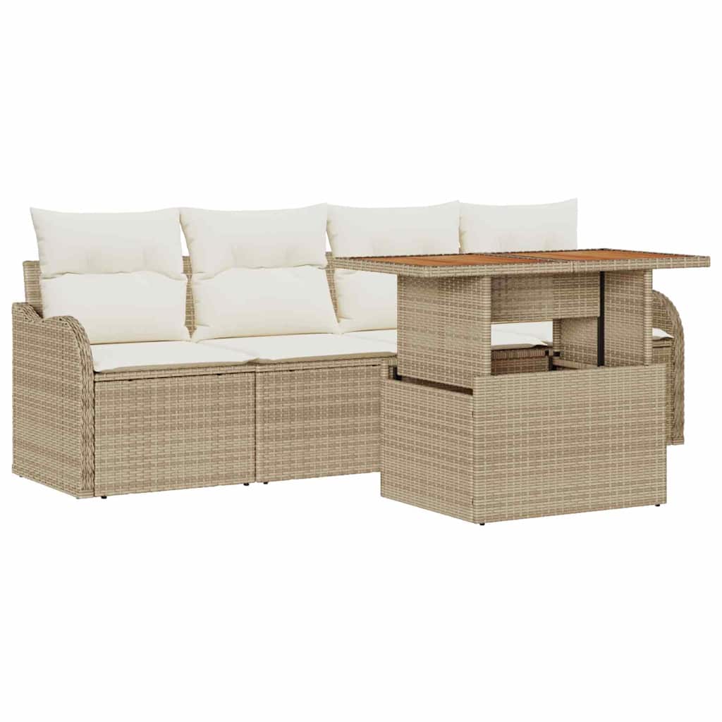 Set Divano da Giardino 5 pcs Beige Poly Rattan - homemem39