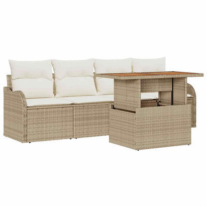 Set Divano da Giardino 5 pcs Beige Poly Rattan - homemem39
