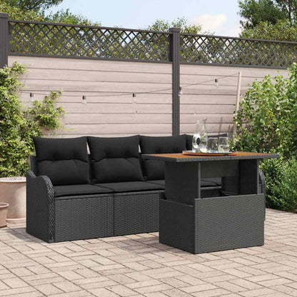 Set Divano da Giardino con archiviazione 5 pcs Nero Poly Rattan - homemem39