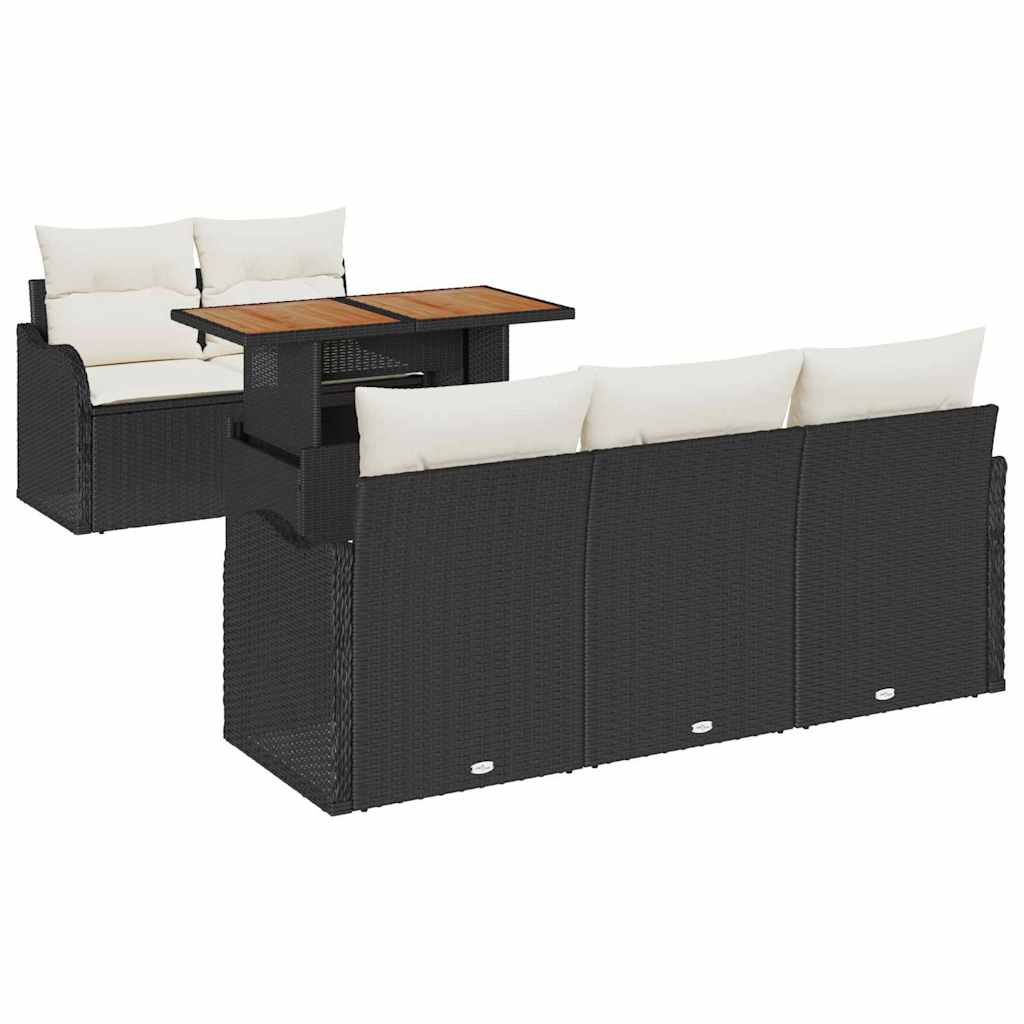 Set Divano da Giardino con archiviazione 6 pcs Nero Poly Rattan - homemem39