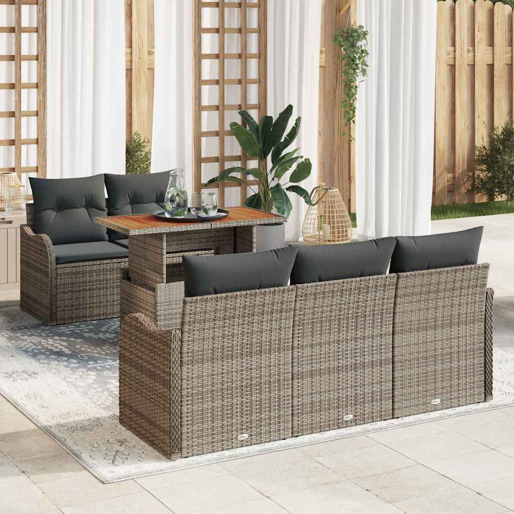 Set Divano da Giardino 6 pcs Grigio Poly Rattan - homemem39
