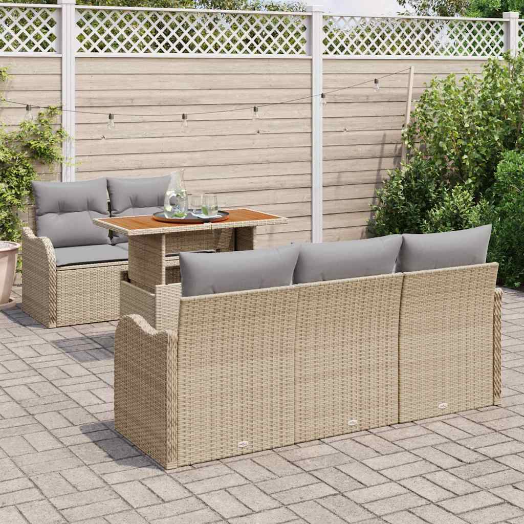 Set Divano da Giardino 6 pcs Beige Poly Rattan - homemem39
