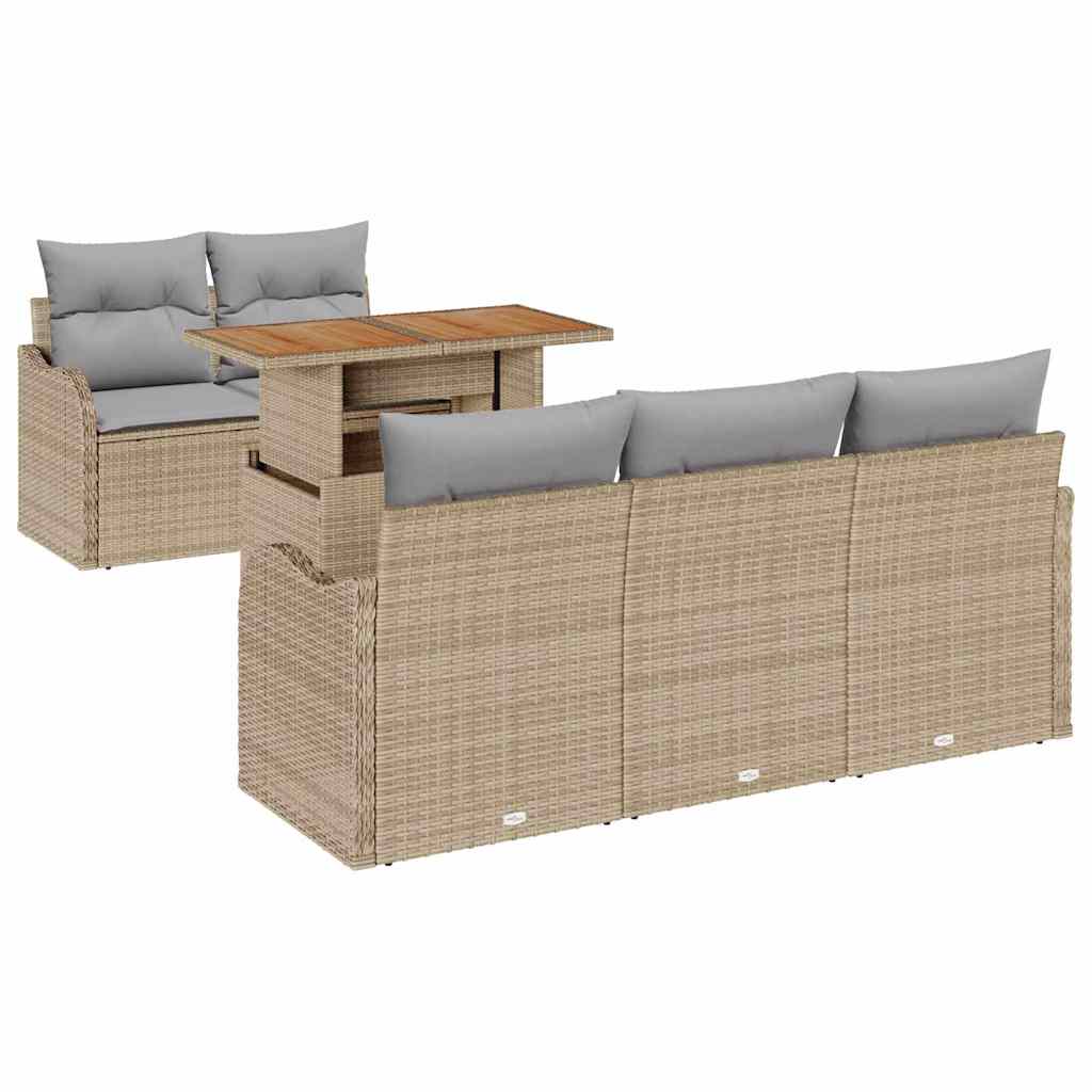 Set Divano da Giardino 6 pcs Beige Poly Rattan - homemem39