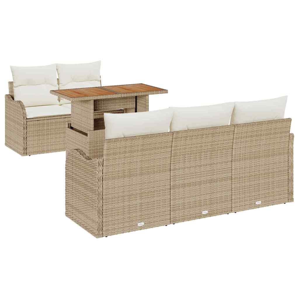 Set Divano da Giardino 6 pcs Beige Poly Rattan - homemem39
