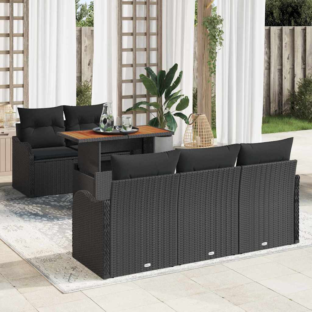 Set Divano da Giardino con archiviazione 6 pcs Nero Poly Rattan - homemem39
