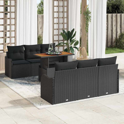 Set Divano da Giardino con archiviazione 7 pcs Nero Poly Rattan - homemem39