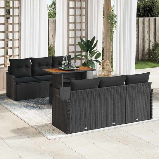 Set Divano da Giardino con archiviazione 7 pcs Nero Poly Rattan - homemem39