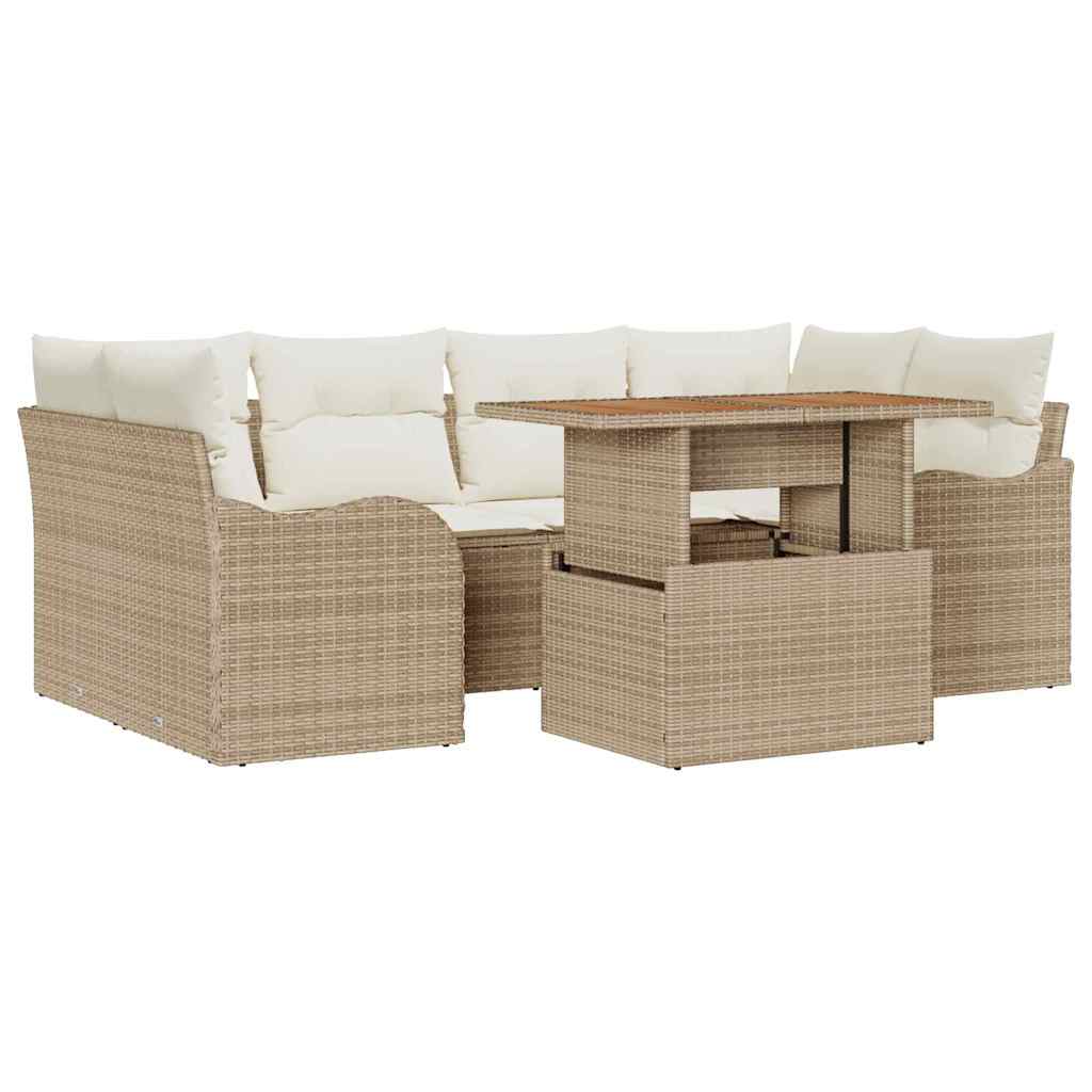 Set Divano da Giardino 7 pcs Beige Poly Rattan | homemem39