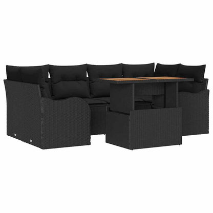 Set Divano da Giardino con archiviazione 7 pcs Nero Poly Rattan - homemem39