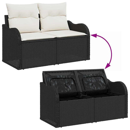 Set Divano da Giardino con archiviazione 8 pcs Nero Poly Rattan - homemem39