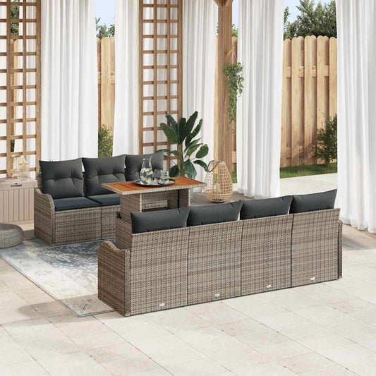 Set Divano da Giardino 8 pcs Grigio Poly Rattan - homemem39