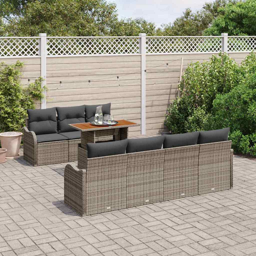 Set Divano da Giardino 8 pcs Grigio Poly Rattan - homemem39