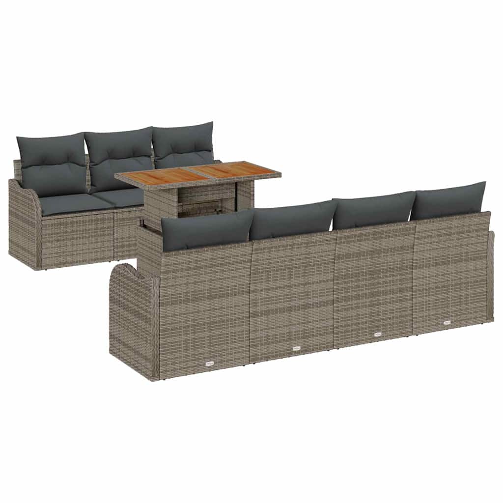 Set Divano da Giardino 8 pcs Grigio Poly Rattan - homemem39