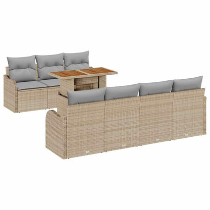 Set Divano da Giardino 8 pcs Beige Poly Rattan - homemem39