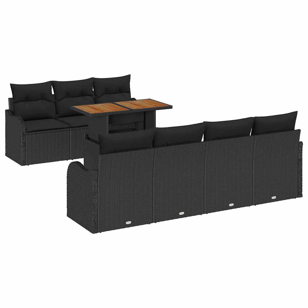 Set Divano da Giardino con archiviazione 8 pcs Nero Poly Rattan - homemem39