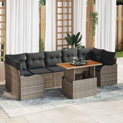 Set Divano da Giardino 8 pcs Grigio Poly Rattan - homemem39