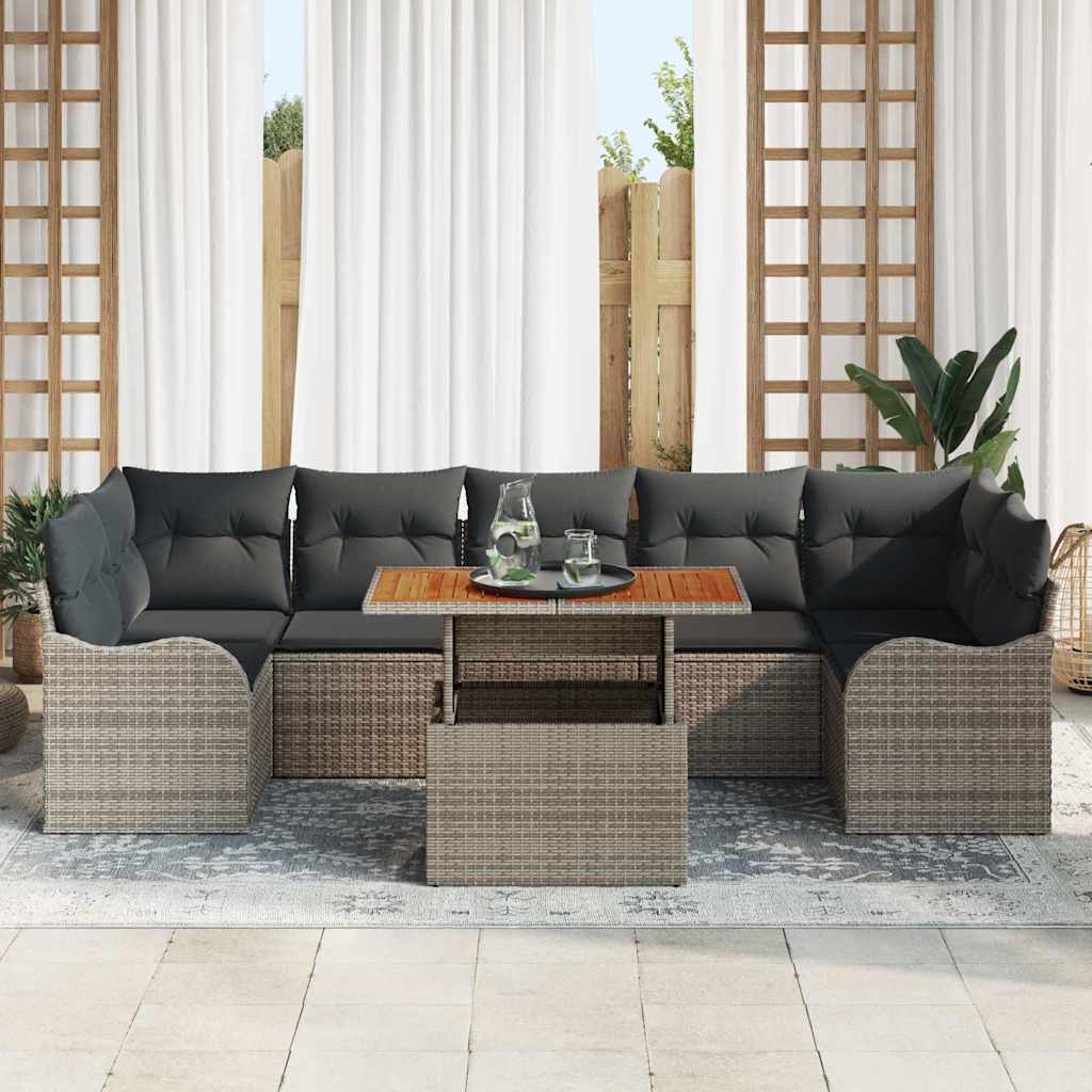 Set Divano da Giardino 8 pcs Grigio Poly Rattan - homemem39
