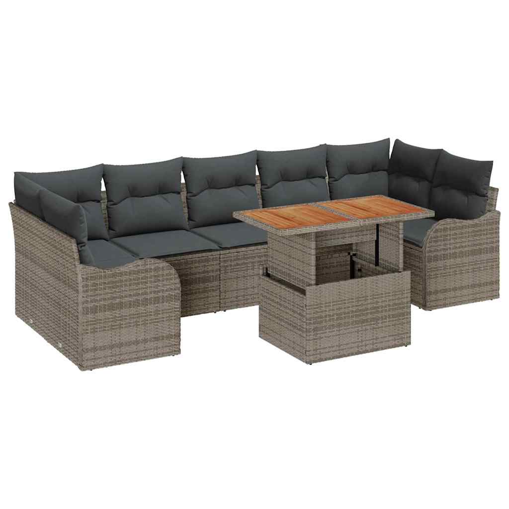 Set Divano da Giardino 8 pcs Grigio Poly Rattan - homemem39